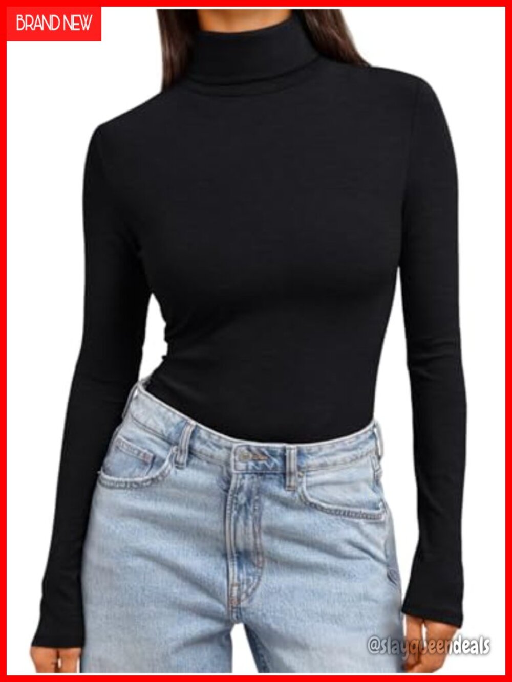 Women's Turtleneck Long Sleeve Knit Top Slim Fit Lightweight Winter Layering Tee